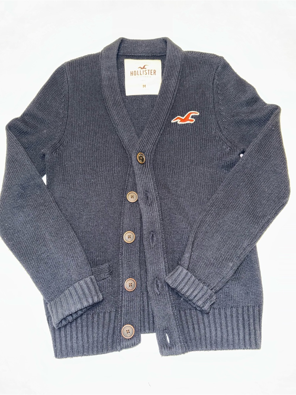 Vintage Hollister Mens Navy Knit Button-Up Cardigan Jacket